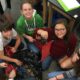 Students filling artificial leaf packs.